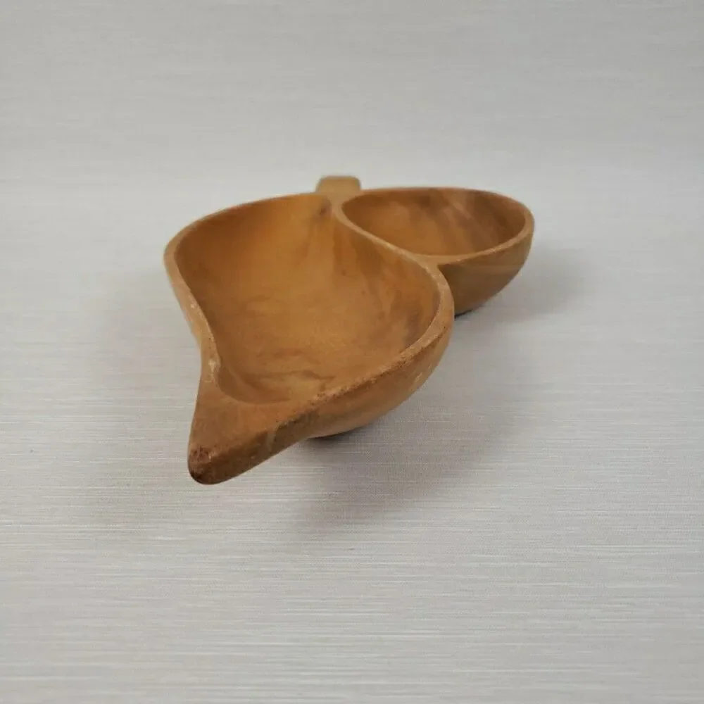 VTG Leilani Monkey Pod Wood Leaf Tray Hollywood Regency MCM Tiki Farmhouse